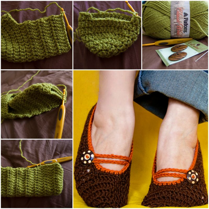 DIY Crochet Mary Jane Slippers with 