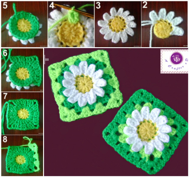 Crochet Wild Daisy Granny Square Free Pattern