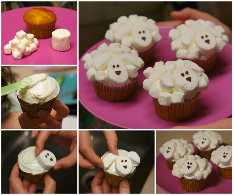 DIY Marshmallow Sheep Cupcakes1