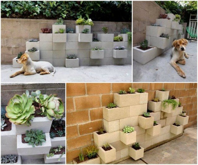 DIY Space Saving Cinder Block Garden Planter