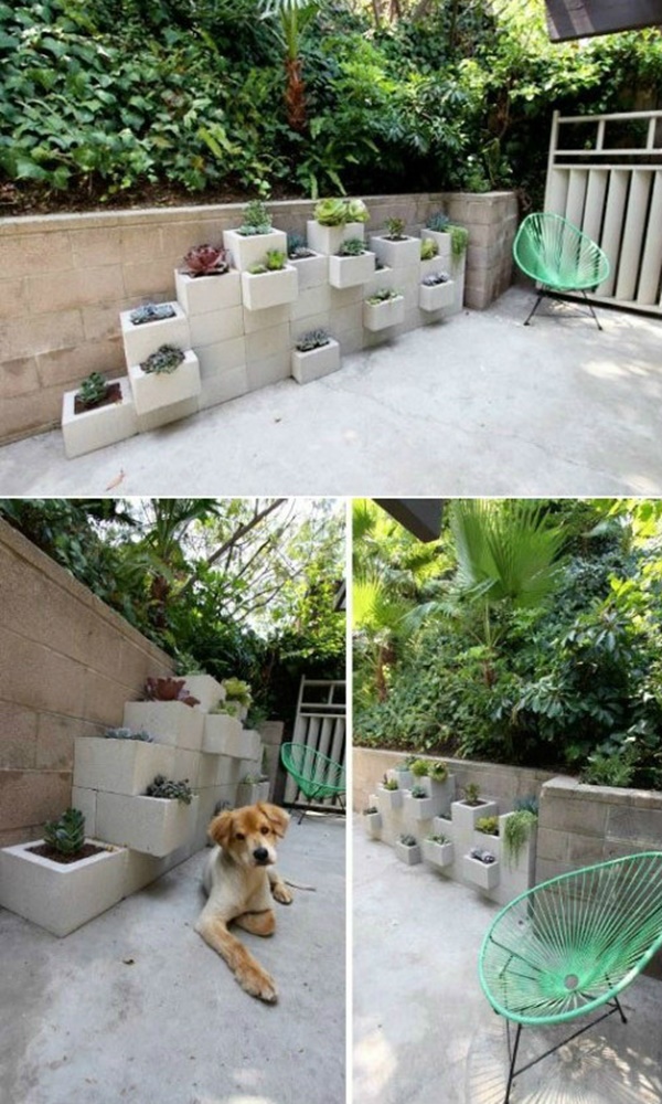 DIY Space Saving Cinder Block Garden Planter