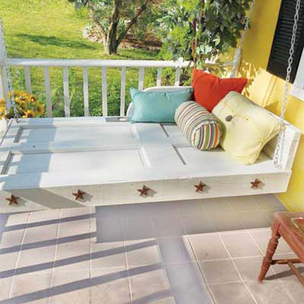 Fabulous DIY Patio and Garden Swings07-Old Door to Hanging Daybed