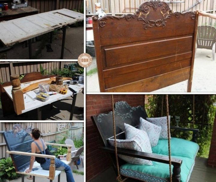 Fabulous DIY Patio and Garden Swings-Headboard Porch Swing