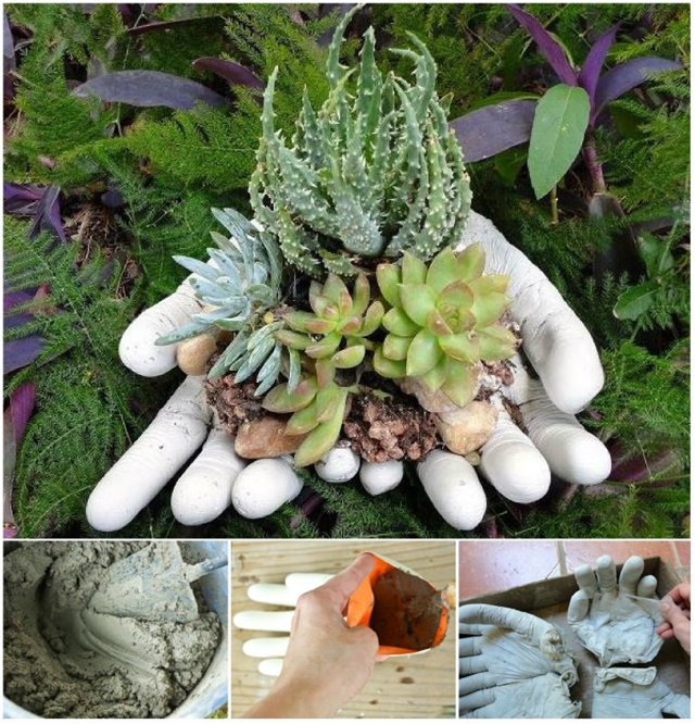 Hands Cupped Stone Garden Planter1