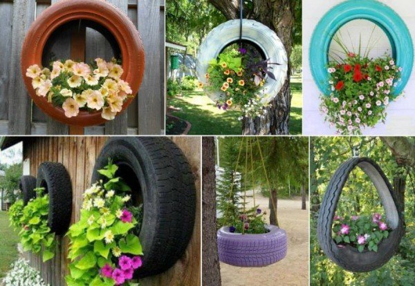 DIY Recycled Tire Planters