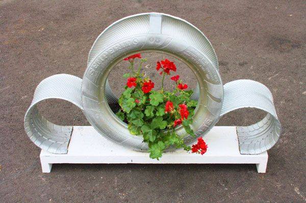DIY Recycled Tire Planters