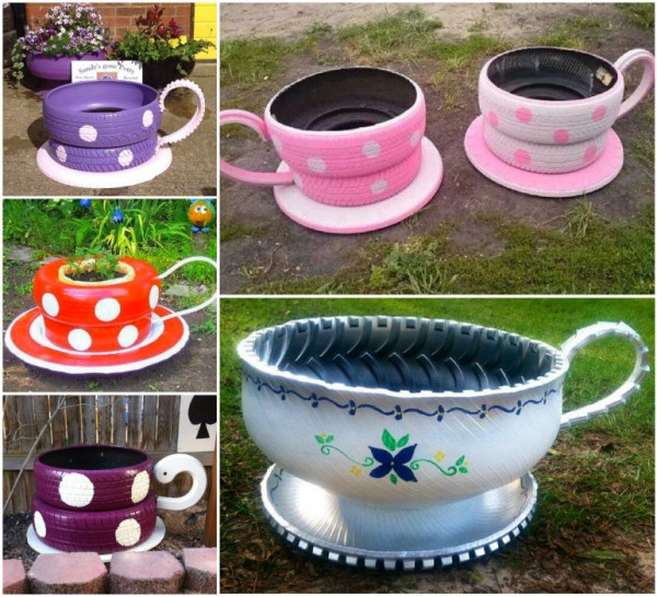 How to DIY Teacup Tire Planters Tutorials