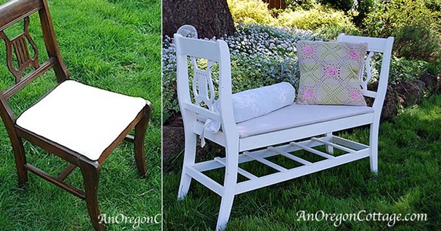 Upcycle 2 Dinning Chair Into Garden Bench Instruction Tutorial