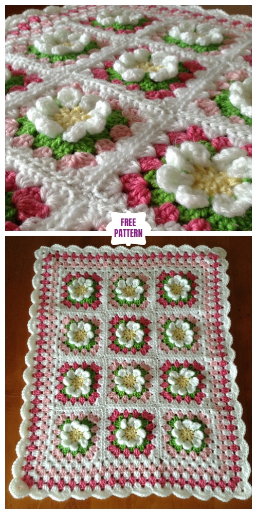 Croche Easy Daisy Granny Square Free Crochet Pattern