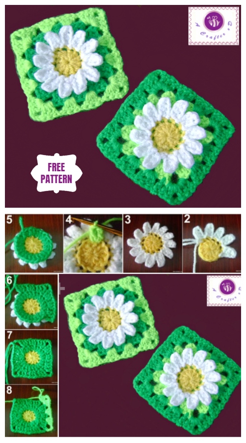 Crochet Wild Daisy Granny Square Free Crochet Pattern