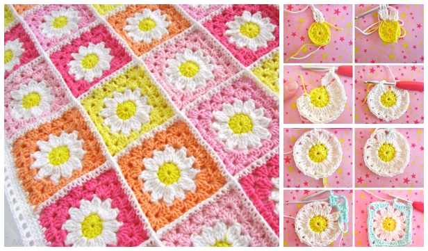 How to Crochet A Granny Square Blanket - Daisy Cottage Designs