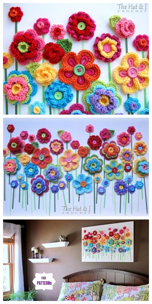 Crochet Floral Fantasy Wall Art Canvas Crochet Pattern