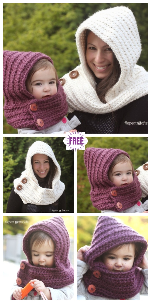 DIY Hooded Crochet Cowl Scarfie Free Pattern