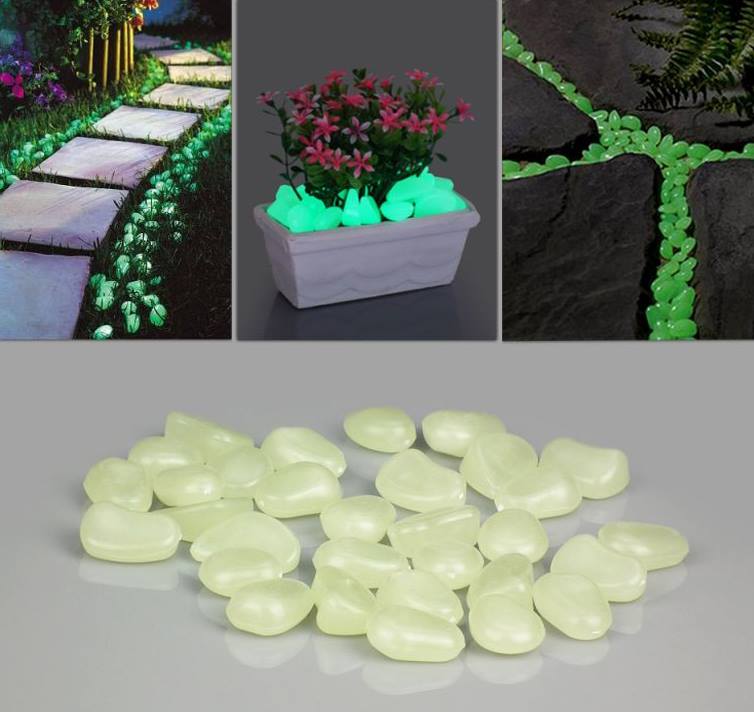 20+ Fabulous DIY Garden Decorating Ideas with Pebbles and Stones16-Glow in the dark pathway