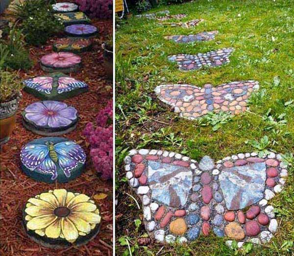 20+ Fabulous DIY Garden Decorating Ideas with Pepples and Stones1-DIY Stepping Stones.