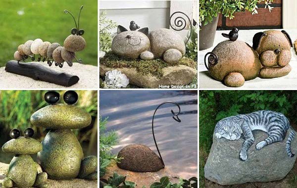 20+ Fabulous DIY Garden Decorating Ideas with Pepples and Stones5-Animal Stone.