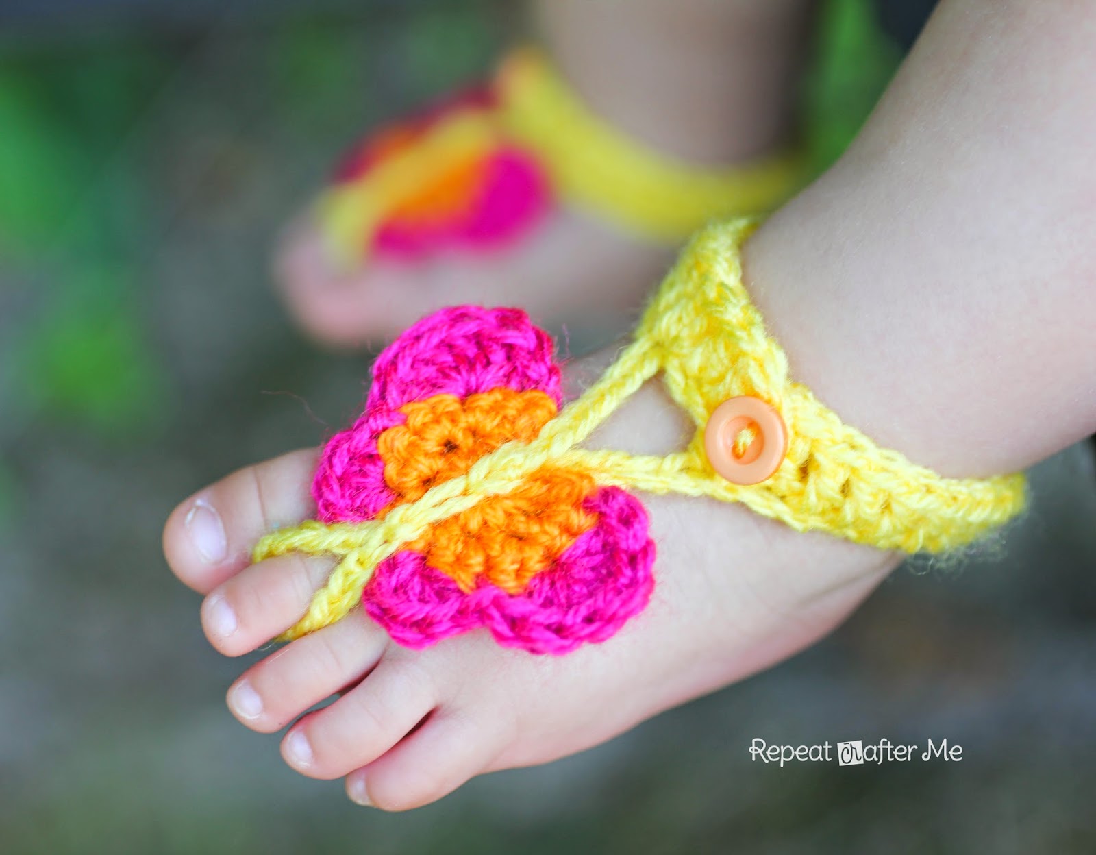 Crochet Butterfly Barefoot Sandals1