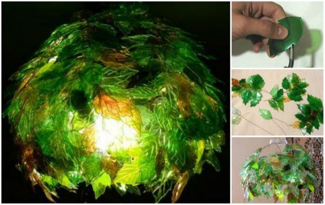 DIY Leaf Lamp Shade from Plastic Bottles