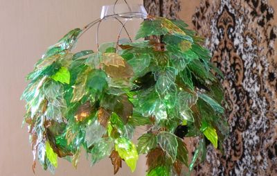 DIY Leaf Lamp Shade from Plastic Bottles