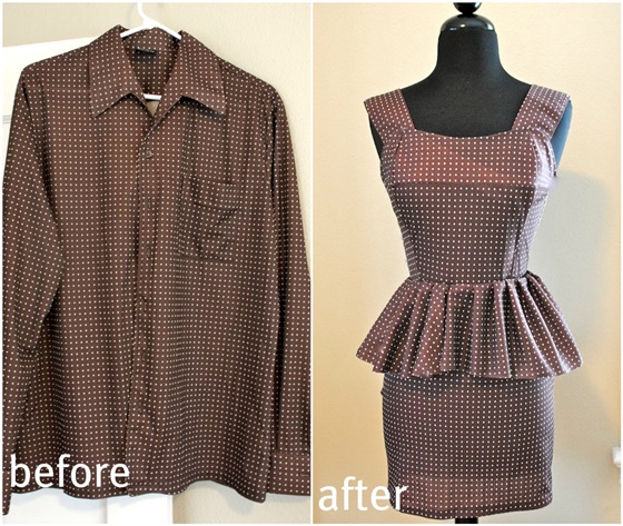 Creative Ideas to Repurpose Old Shirts into New Fashion - Turn men shirt into peplum dress 