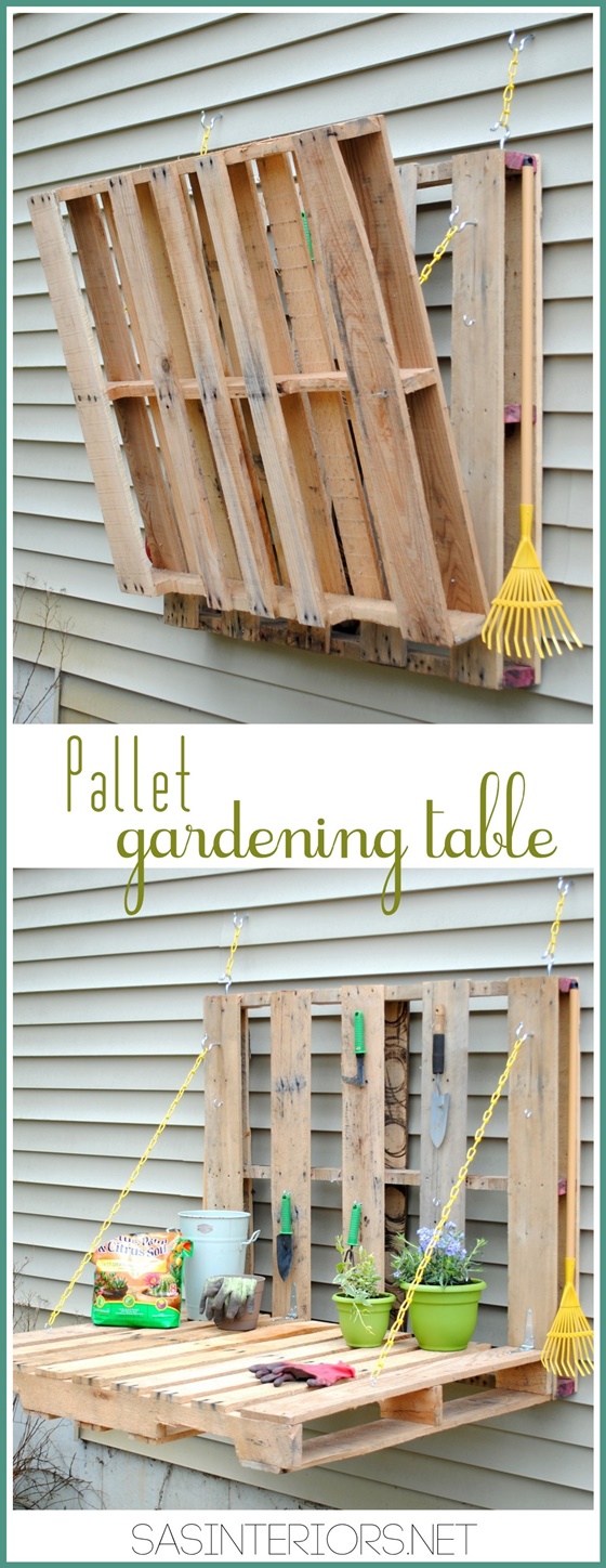 20+ Outdoor Pallet Furniture DIY ideas and tutorials-DIY Pallet Gardening Table