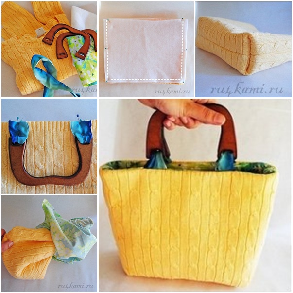 DIY Tote handbag from old sweater