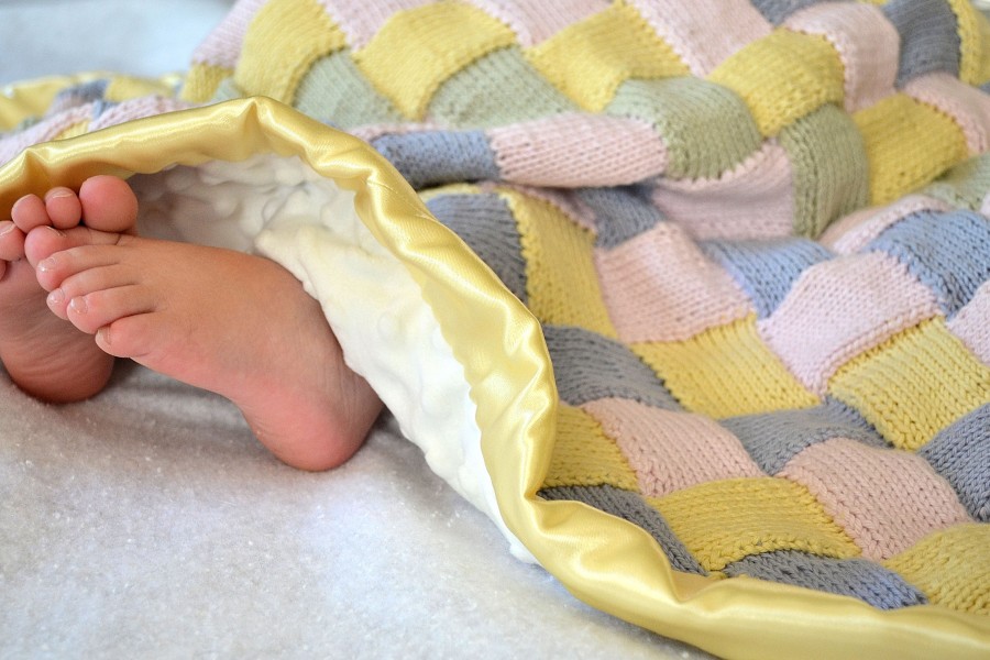Knit Entrelac Baby Blanket Free Knitting Pattern