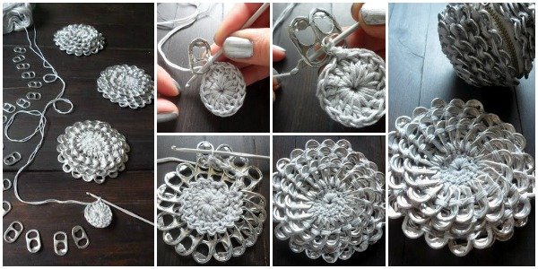 DIY Crochet Pop Tab Flower Purse diy tutorial