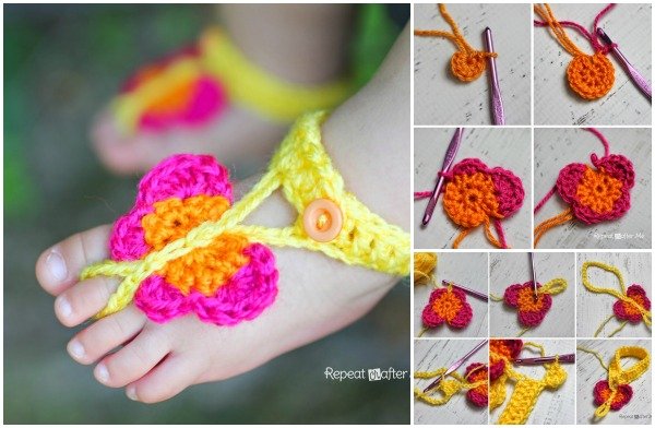 FabArtDIY Crochet Butterfly Barefoot Sandals