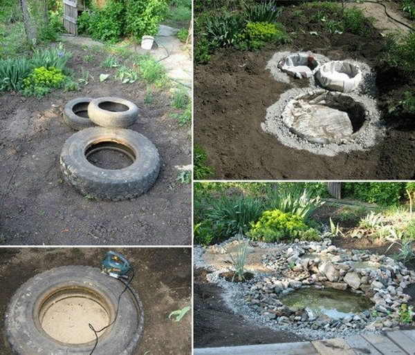 DIY DIY Tire Pond for Your Garden-20+ DIY Ways to Repurpose Old Tires for Home and Garden