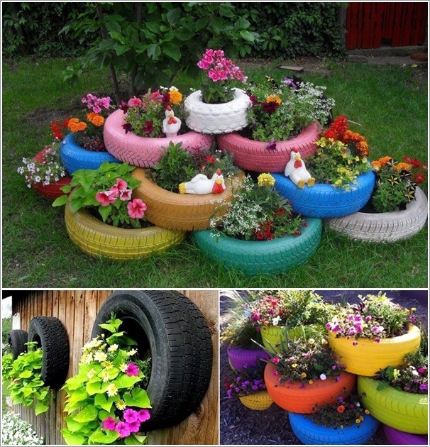 DIY Stacked Tire Planter-20+ DIY Ways to Repurpose Old Tires for Home and Garden