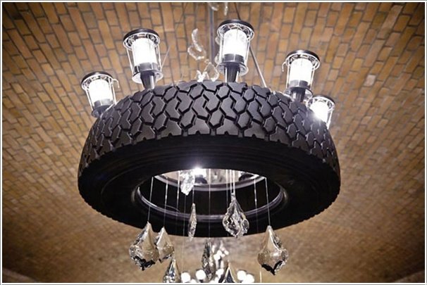 Tire Chandelier-20+ DIY Ways to Repurpose Old Tires for Home and Garden