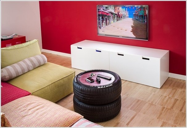 Man Cave Coffee Table-20+ DIY Ways to Repurpose Old Tires for Home and Garden