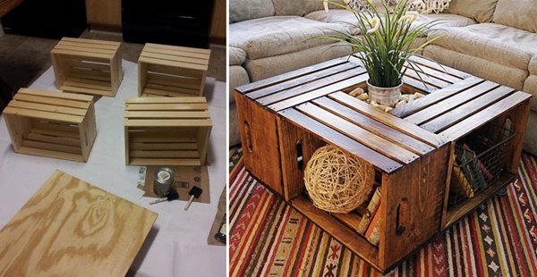 FabArtDIY Wood Wine Crate Ideas and Projects - DIY Wine crate coffee table