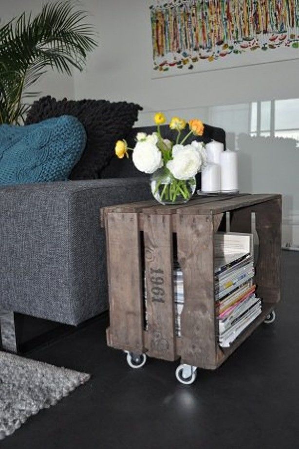 FabArtDIY Wood Wine Crate Ideas and Projects - Wood Crate Side Table