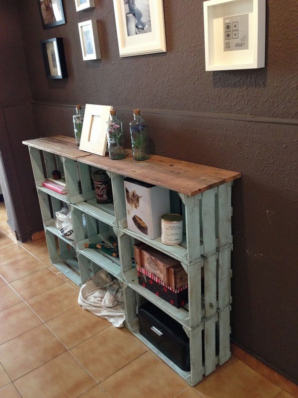 FabArtDIY Wood Wine Crate Ideas and Projects - Rustic Wood Crate Shelves