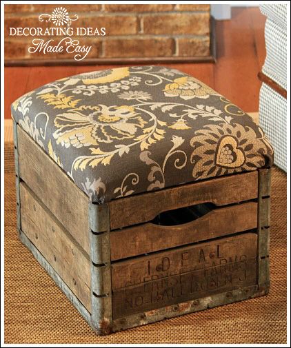 FabArtDIY Wood Wine Crate Ideas and Projects - Wood Milk Crate Ottoman