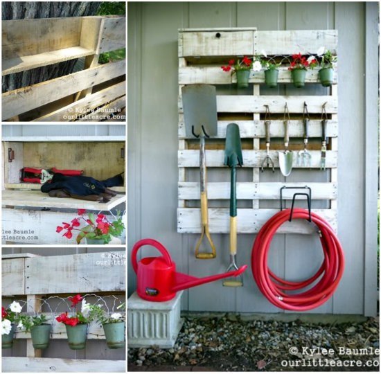 20+ Outdoor Pallet Furniture DIY ideas and tutorials-DIY Pallet Gardening Tool Organizer