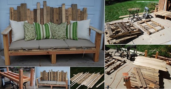 20+ Outdoor Pallet Furniture DIY ideas and tutorials- DIY Outdoor Pallet Sofa