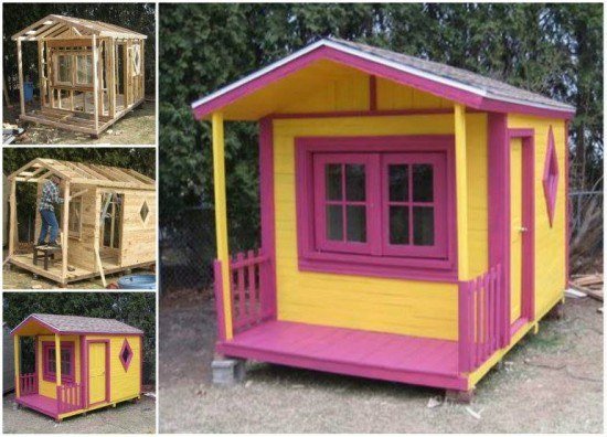 20+ Outdoor Pallet Furniture DIY ideas and tutorials-DIY Outdoor Pallet Playhouse