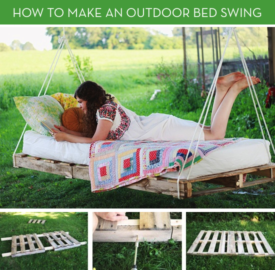 20+ Outdoor Pallet Furniture DIY ideas and tutorials -Pallet Swing Bed