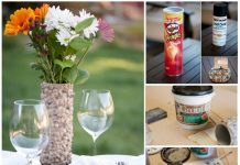 How to DIY Rustic Pebbled Rock Vase with Pringle Container Pebble-Covered-Pingle-Vase