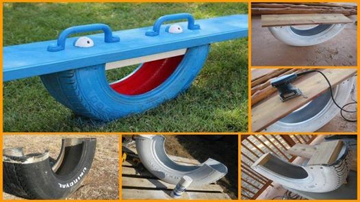 Re-purpose A Tire Into A See Saw (Teeter Totter)--20+ DIY Ways to Repurpose Old Tires for Home and Garden