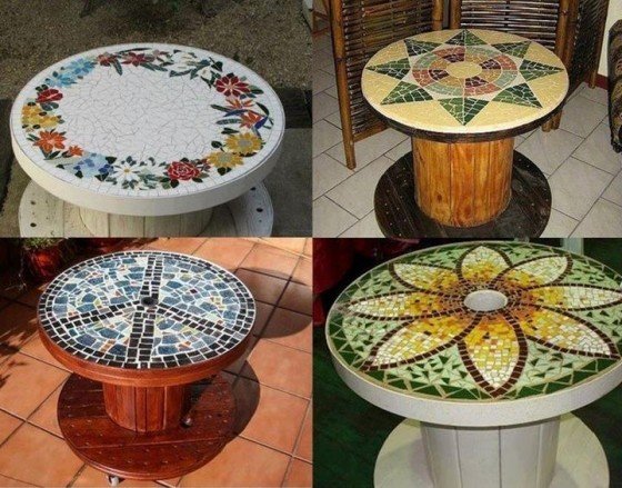 fabartdiy Repurposed Wire Spool Furniture Ideas diy mosaic wire spool table