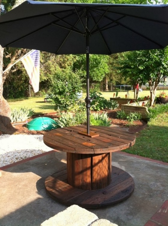 fabartdiy Repurposed Wire Spool Furniture Ideas - diy wire spool garden patio table with umbrella