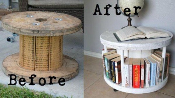 fabartdiy Repurposed Wire Spool Furniture Ideas - diy Spool Bookshelf