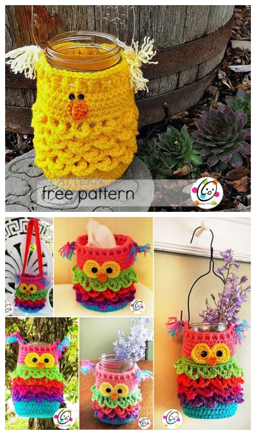 DIY Crochet Bonbon the Owl Jar Cover Free Crochet Patterns