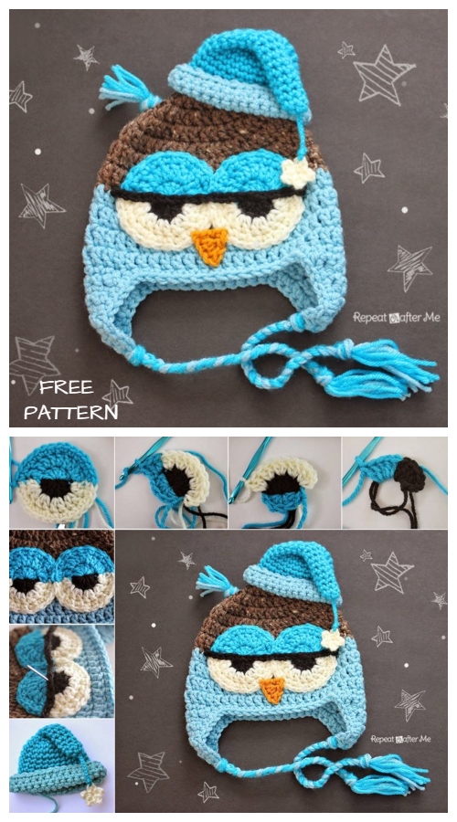 Crochet Drowsy Owl Hat Free Crochet Pattern