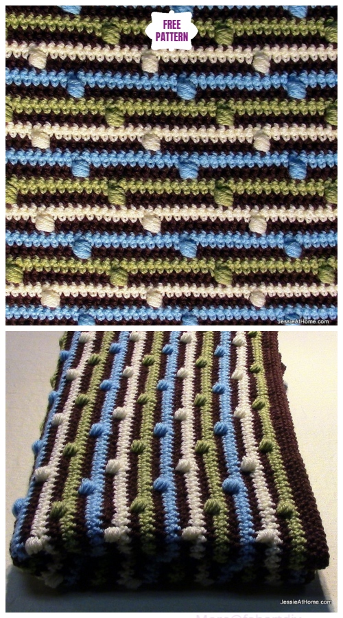 Crochet Blue Puffy Flower Blanket Free Crochet Pattern