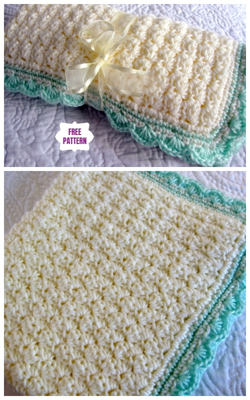 Crochet Shell Edged Baby Blanket Free Crochet Pattern